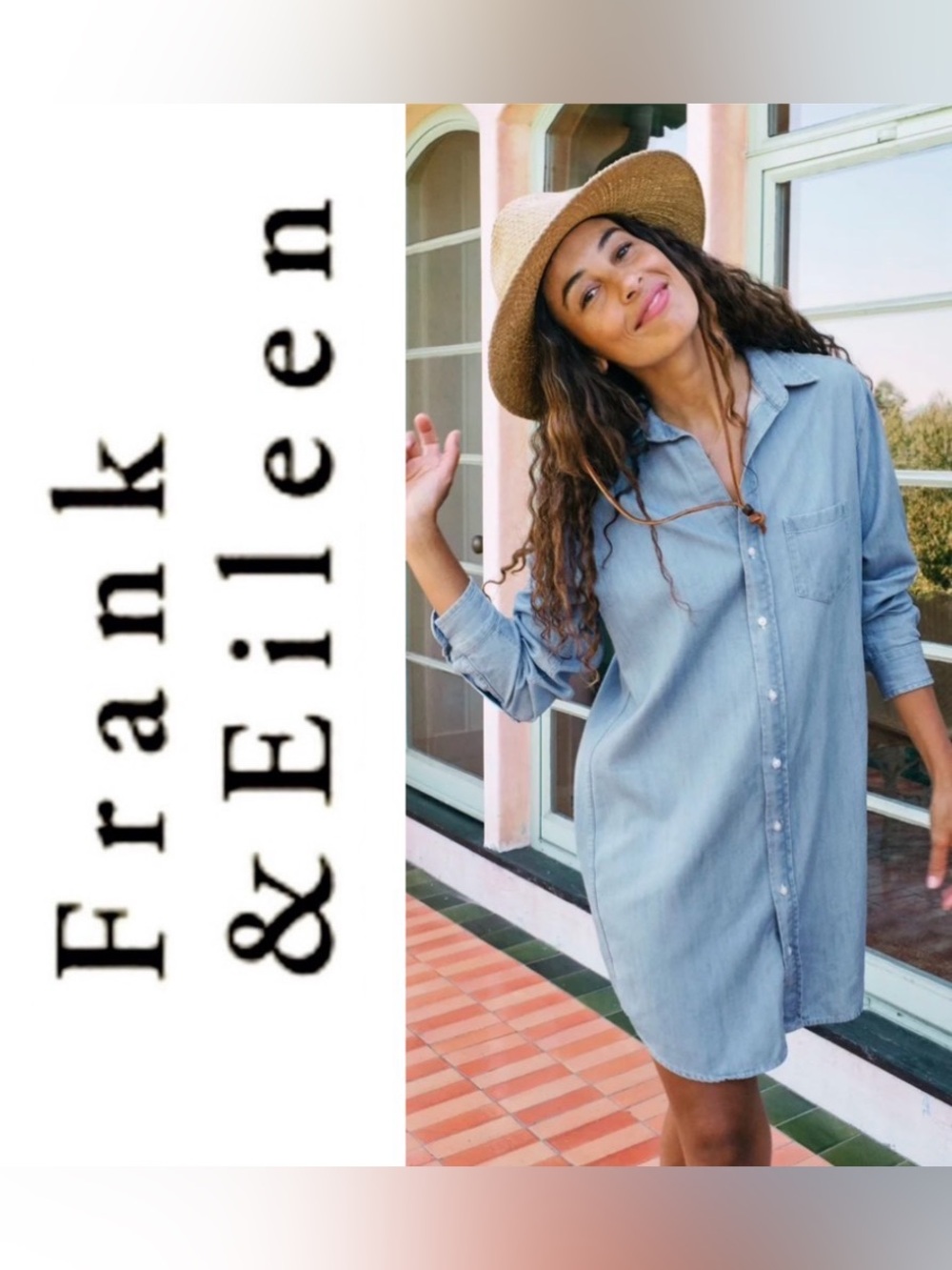 Frank & Eileen Mary woven button-up dress blue wash size M
